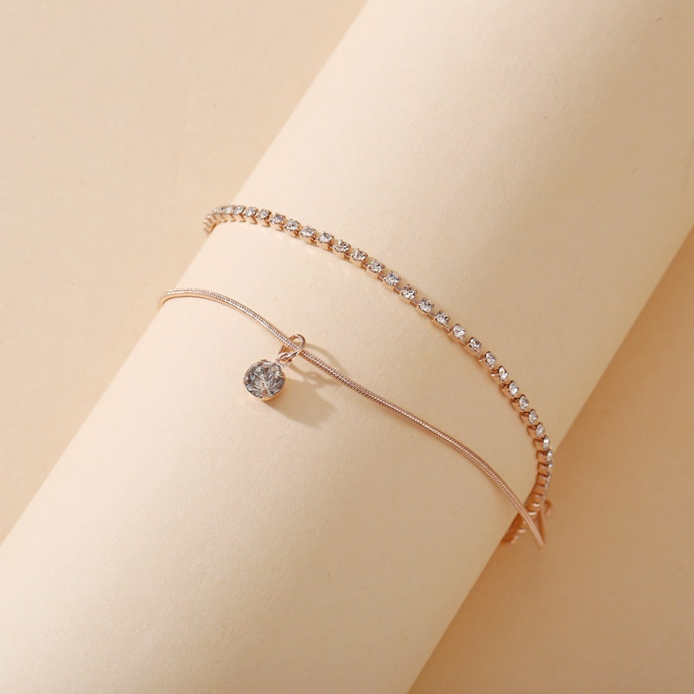 Bohemian Beaded Cubic Zirconia Anklet