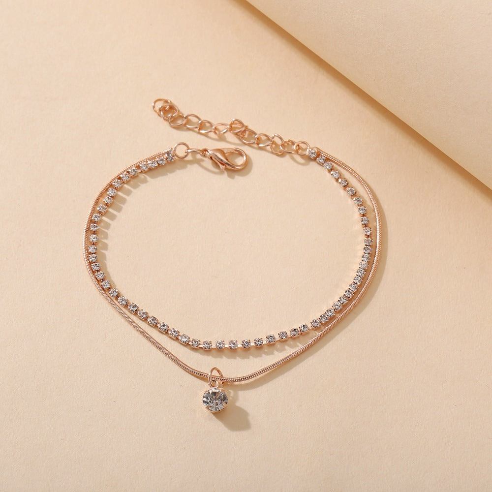 Bohemian Beaded Cubic Zirconia Anklet