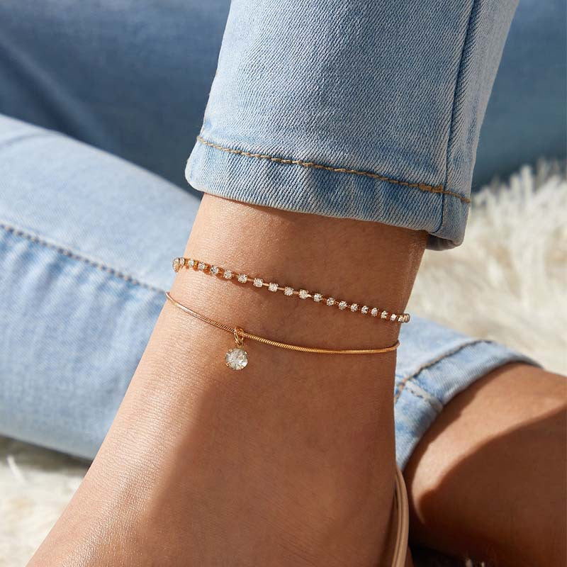 Bohemian Beaded Cubic Zirconia Anklet