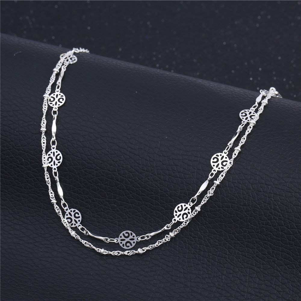 Hollow Bead Silver Anklet