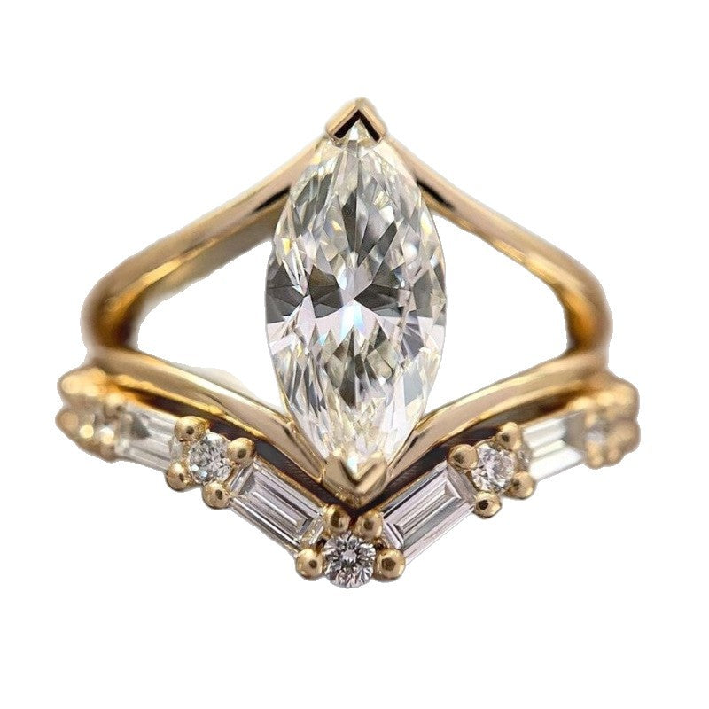 Gold Marquise Zircon Ring Set