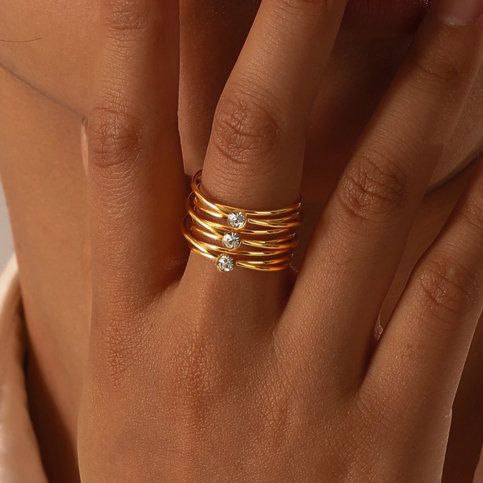 18K Gold-Plated Multi-Layer Stainless Steel Ring