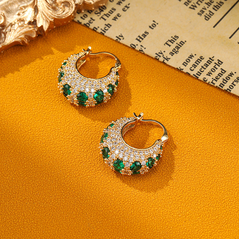 French-Style Micro-Pave Zircon Hoop Earrings
