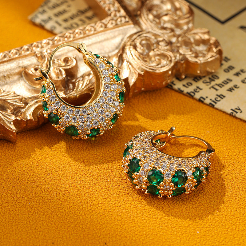 French-Style Micro-Pave Zircon Hoop Earrings