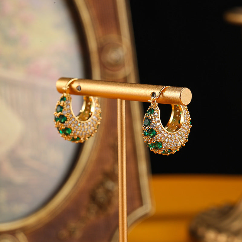French-Style Micro-Pave Zircon Hoop Earrings