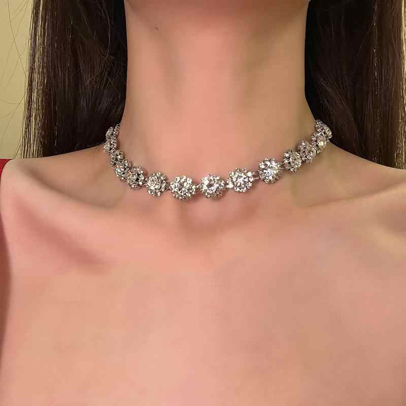 Full-Diamond Zircon Clavicle Necklace
