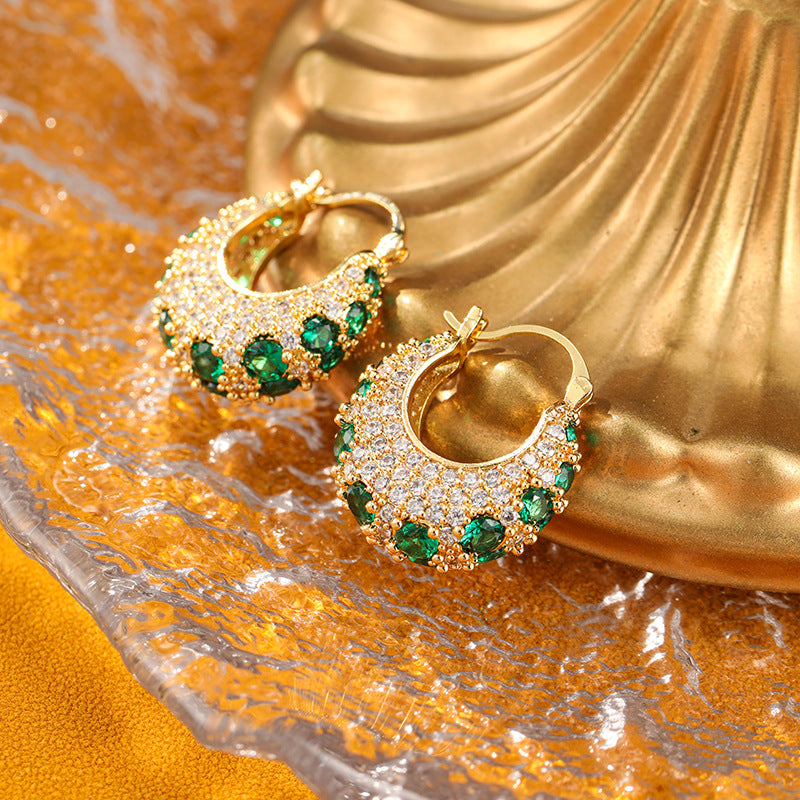 French-Style Micro-Pave Zircon Hoop Earrings
