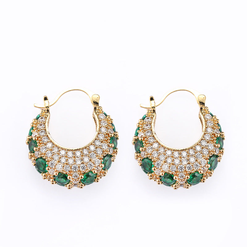 French-Style Micro-Pave Zircon Hoop Earrings